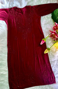 Premium Rayon Tone to Tone Muqaish kurti - chikankariofficial