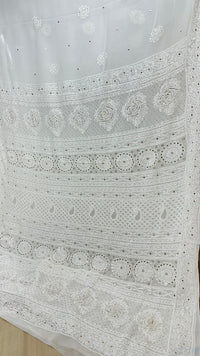 Premium Viscose Saree with Muqaish work - chikankariofficial