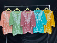 Pretty embroidered Short Top in Modal - chikankariofficial
