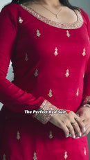 Naveli Khatri designer Red Silk 3pc Set