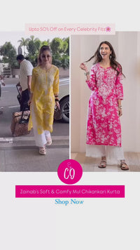 Buy 1 Get 1 Free Zainab Lightweight Mul Chikankari floral print kurtis