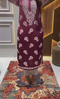 Flower Jaal 3d chikankari Chadi Muslin Kurta