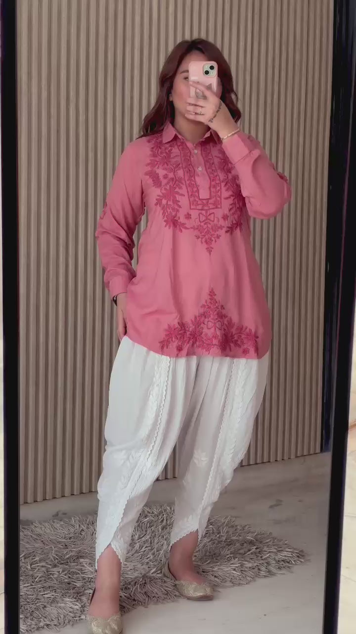 Anchor thread 3d Short Modal top With Dhoti combo