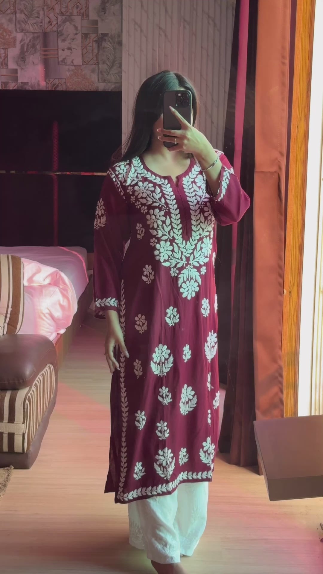 Chikankari rayon kurti