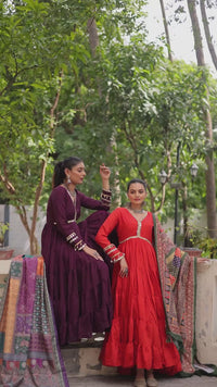 Roman Fabrics With Frill Stitching and mirror lace work