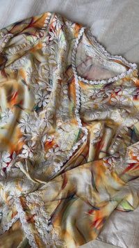 Soft Digital Print Rayon Side Dori Angrakha