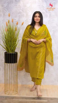 Yellow staright Anarkali Suit Set