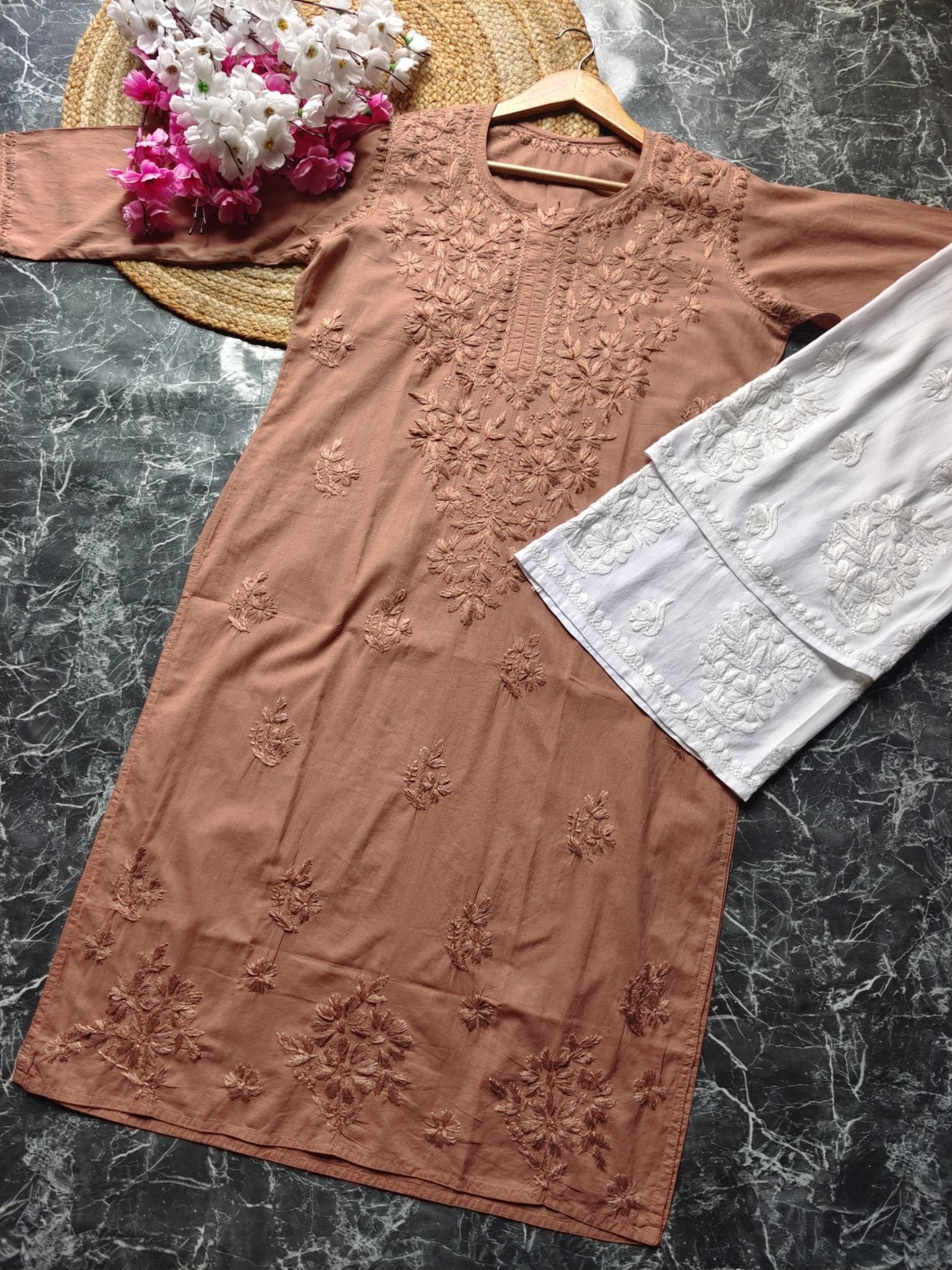 Pure Cotton chikan Kurti - chikankariofficial