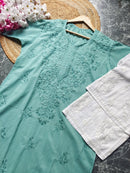 Pure Cotton chikan Kurti - chikankariofficial