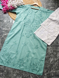 Pure Cotton chikan Kurti - chikankariofficial