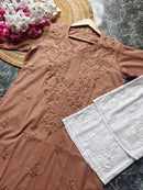 Pure Cotton chikan Kurti - chikankariofficial