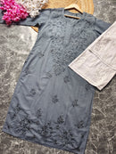 Pure Cotton chikan Kurti - chikankariofficial