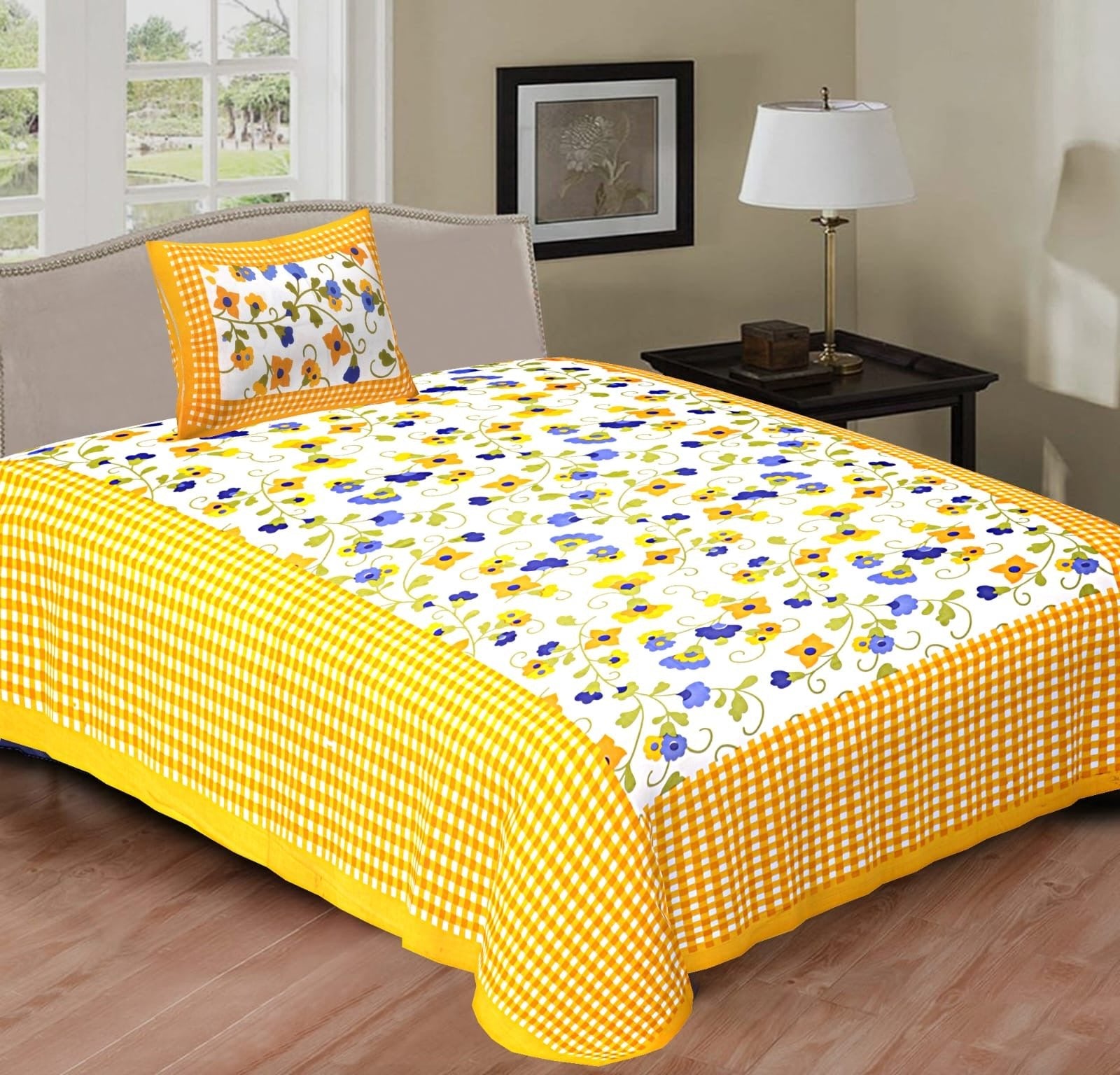 Random Designs Bedsheets 1 free Pillow cover - chikankariofficial