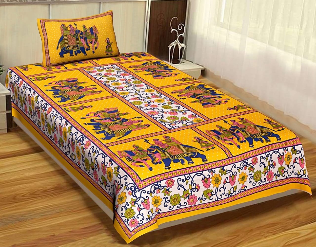 Random Designs Bedsheets 1 free Pillow cover - chikankariofficial