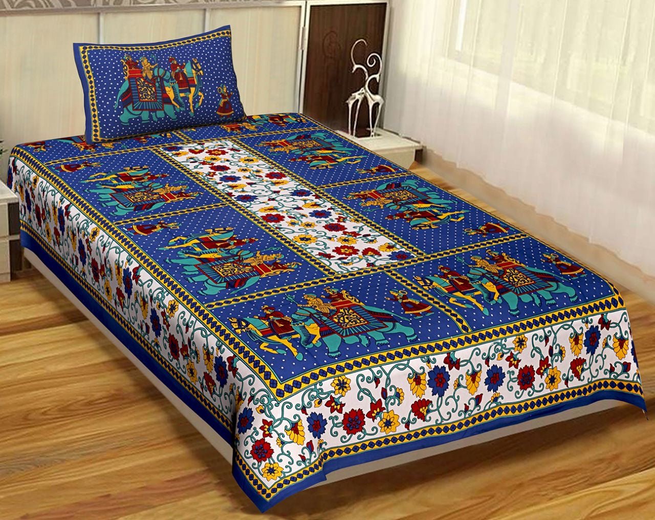 Random Designs Bedsheets 1 free Pillow cover - chikankariofficial