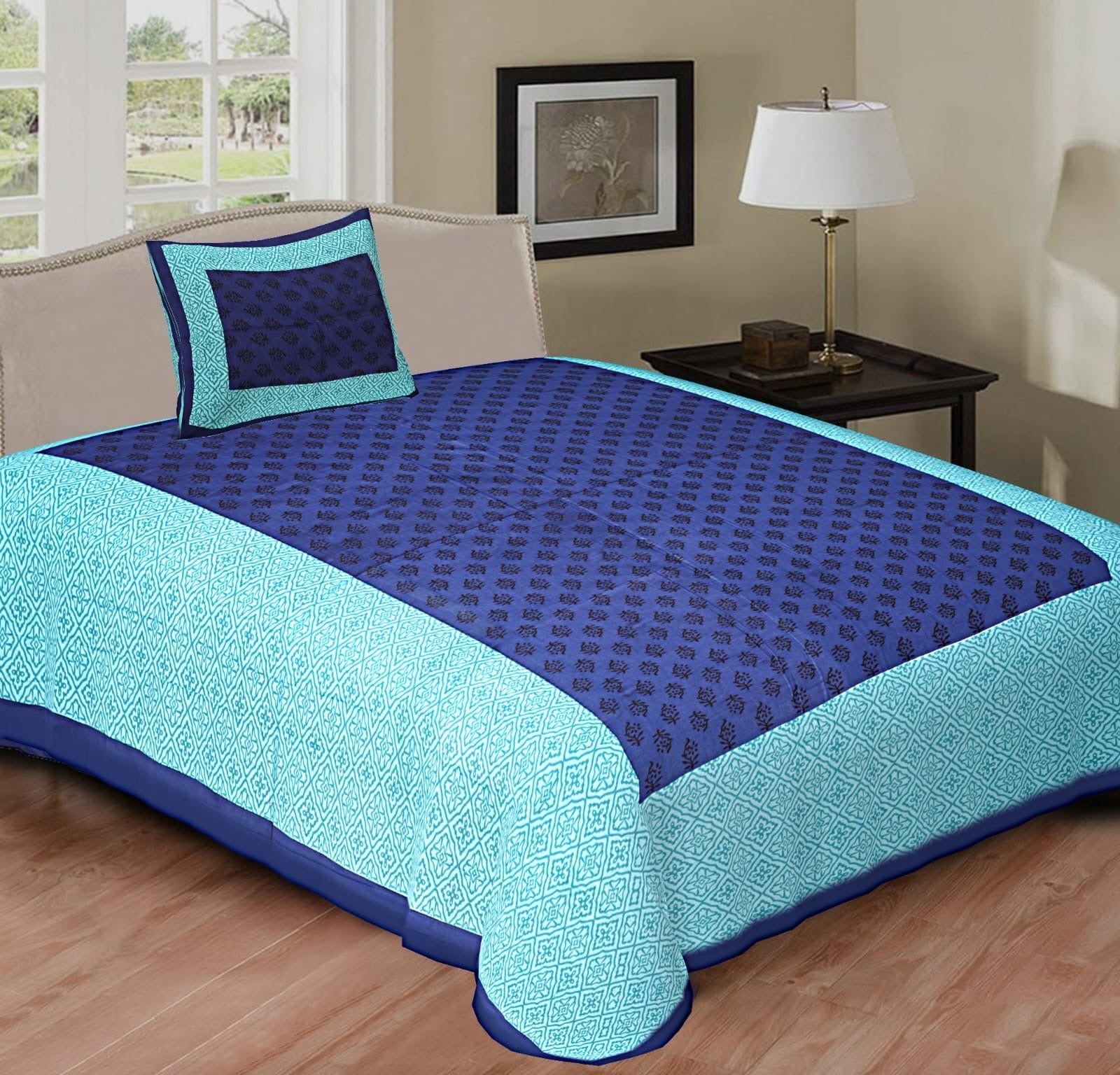 Random Designs Bedsheets 1 free Pillow cover - chikankariofficial