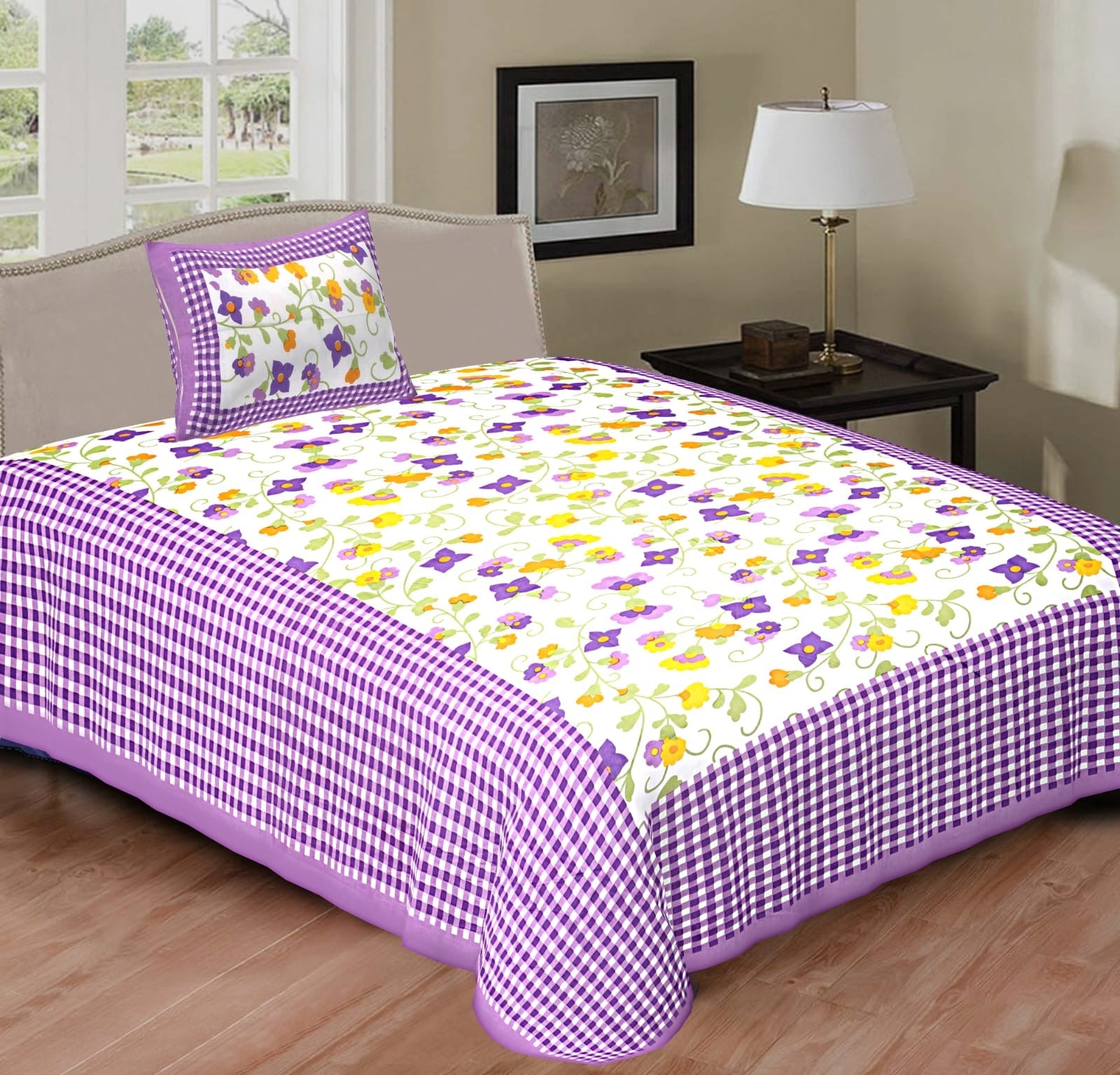 Random Designs Bedsheets 1 free Pillow cover - chikankariofficial