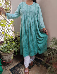 Rayon 3d Work Gown - chikankariofficial