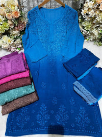 Rayon 4 Buta Chikankari Set 3pc Mayuri Special - chikankariofficial