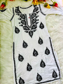 Rayon B&W base Thread worked Combo - chikankariofficial