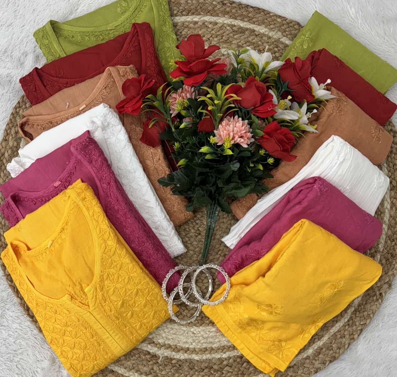 Rayon Chikan Single shades combo - chikankariofficial