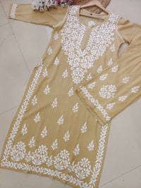 Rayon Co ord Chikankari Set Flowers Embroidered - chikankariofficial