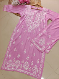 Rayon Co ord Chikankari Set Flowers Embroidered - chikankariofficial