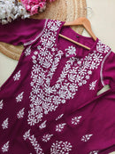 Rayon Co ord Chikankari Set Flowers Embroidered - chikankariofficial