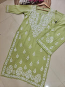 Rayon Co ord Chikankari Set Flowers Embroidered - chikankariofficial