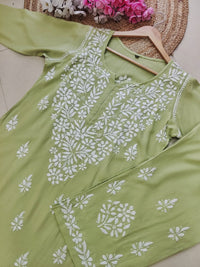 Rayon Co ord Chikankari Set Flowers Embroidered - chikankariofficial