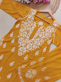 Rayon Co ord Chikankari Set Flowers Embroidered - chikankariofficial