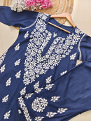 Rayon Co ord Chikankari Set Flowers Embroidered - chikankariofficial