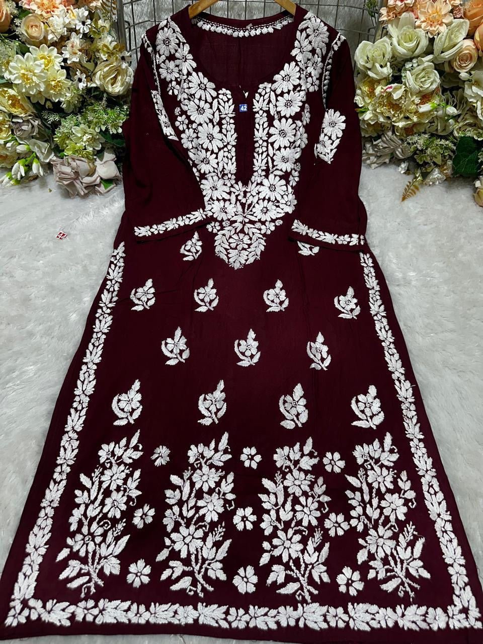 Rayon Fancy Heavy Bota Kurta - chikankariofficial