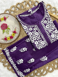 Rayon Flowered hand Embroidered Combo - chikankariofficial