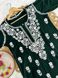 Rayon Flowered hand Embroidered Combo - chikankariofficial