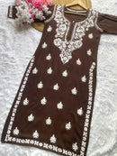 Rayon Gala Buti Chikankari Soft Kurti - chikankariofficial