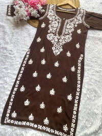 Rayon Gala Buti Chikankari Soft Kurti - chikankariofficial
