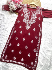Rayon Gala Buti Chikankari Soft Kurti - chikankariofficial