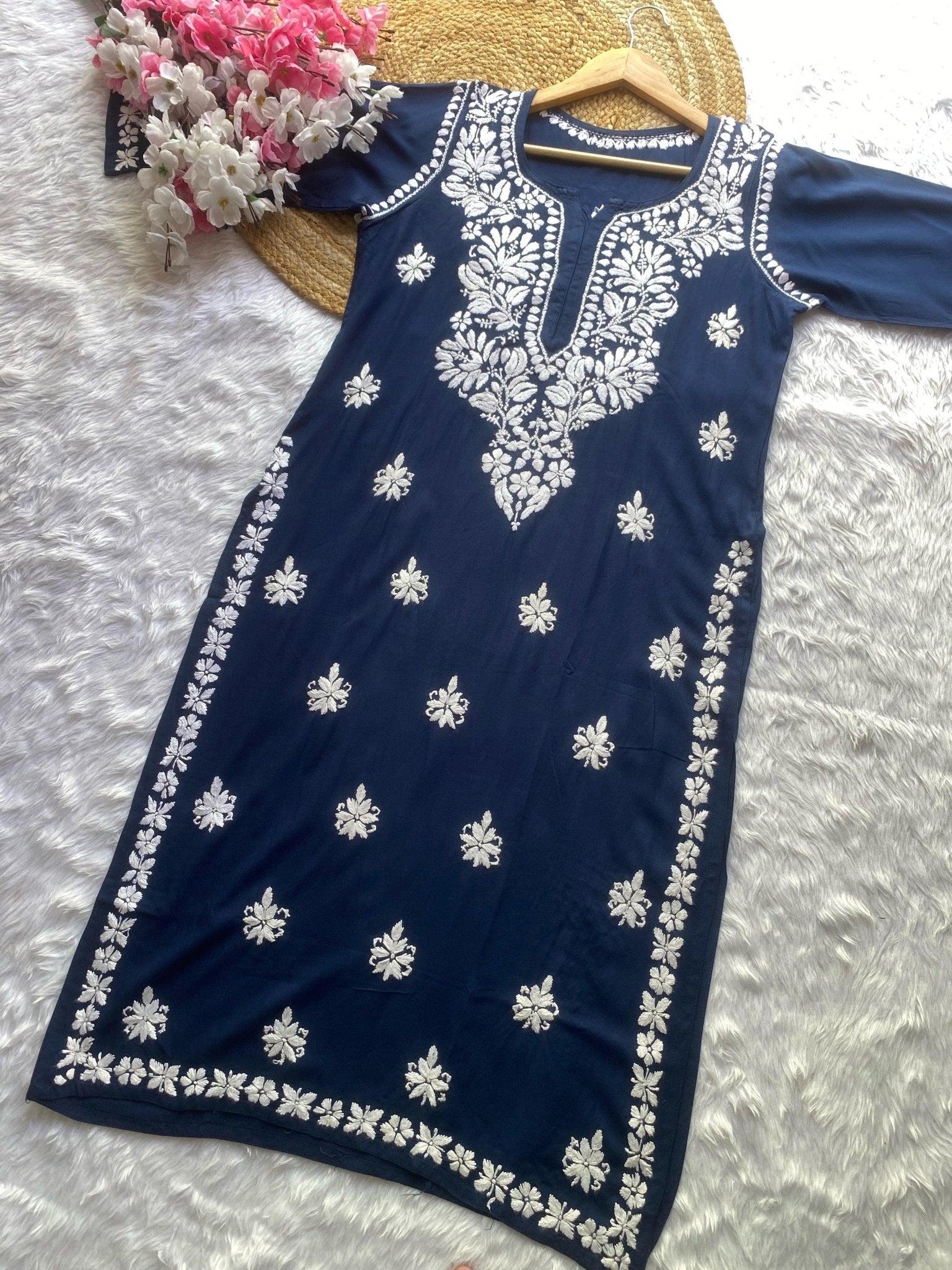 Rayon Gala Buti Chikankari Soft Kurti