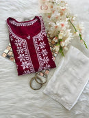 Rayon Ghaspatti Work Kurti - chikankariofficial