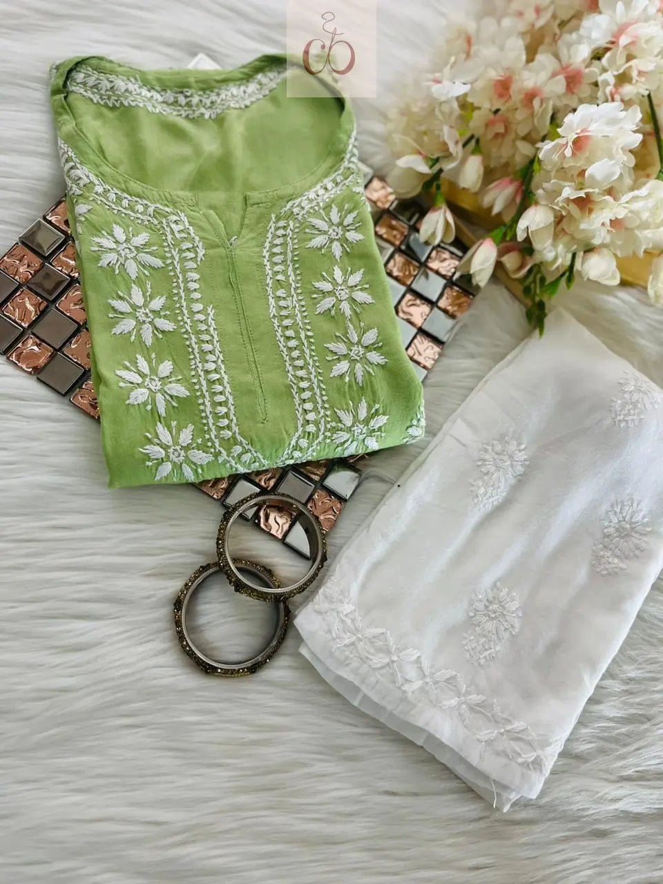 Rayon Ghaspatti Work Kurti - chikankariofficial