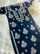 Rayon Ghaspatti Work Kurti - chikankariofficial