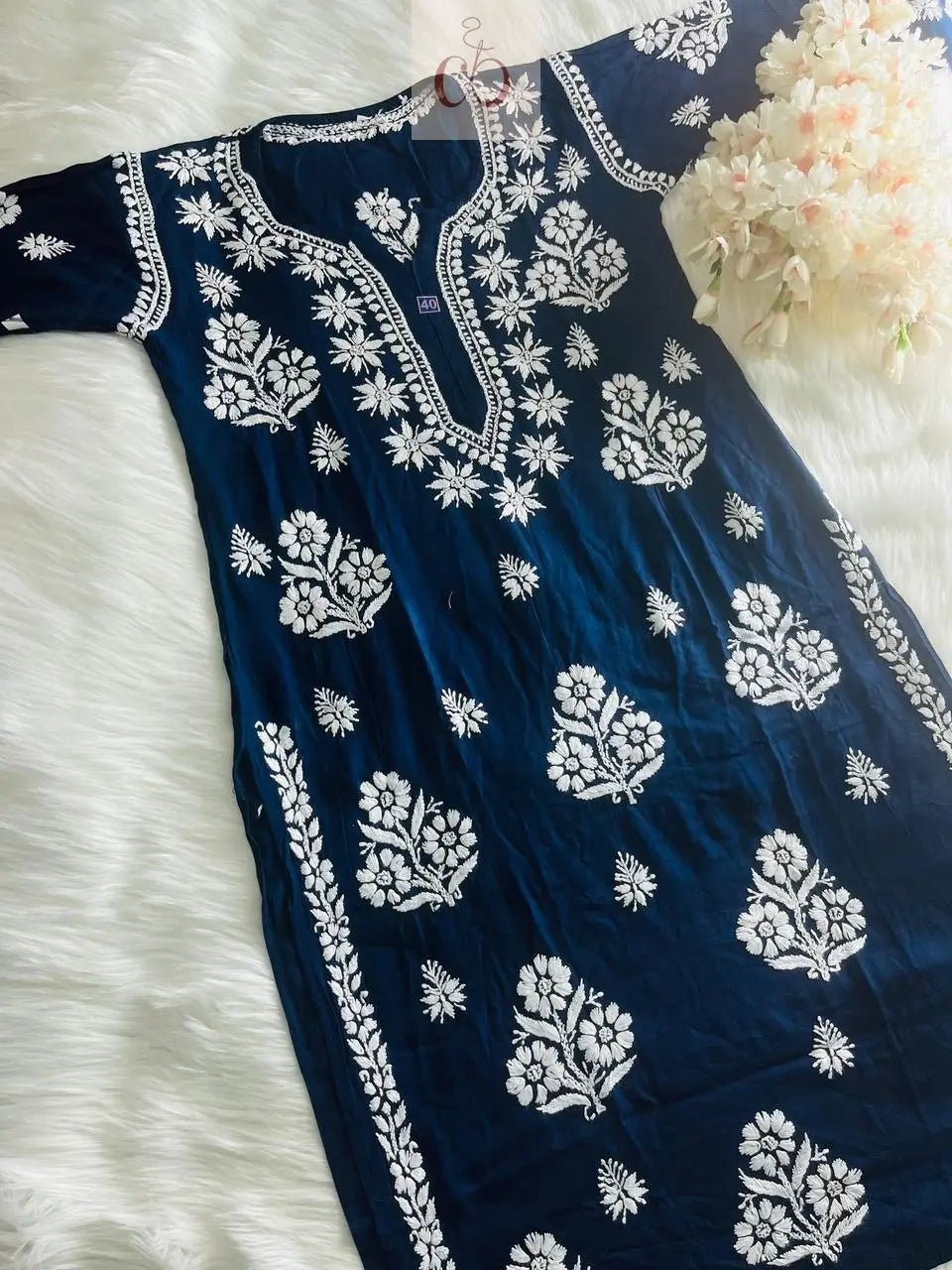 Rayon Ghaspatti Work Kurti - chikankariofficial