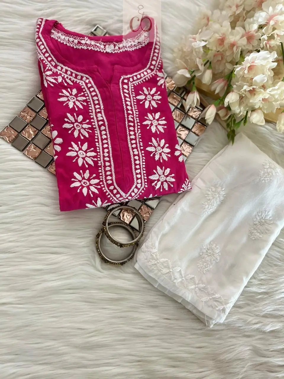 Rayon Ghaspatti Work Kurti - chikankariofficial