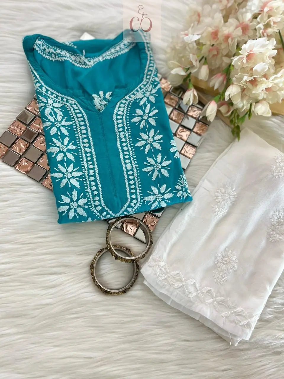 Rayon Ghaspatti Work Kurti - chikankariofficial