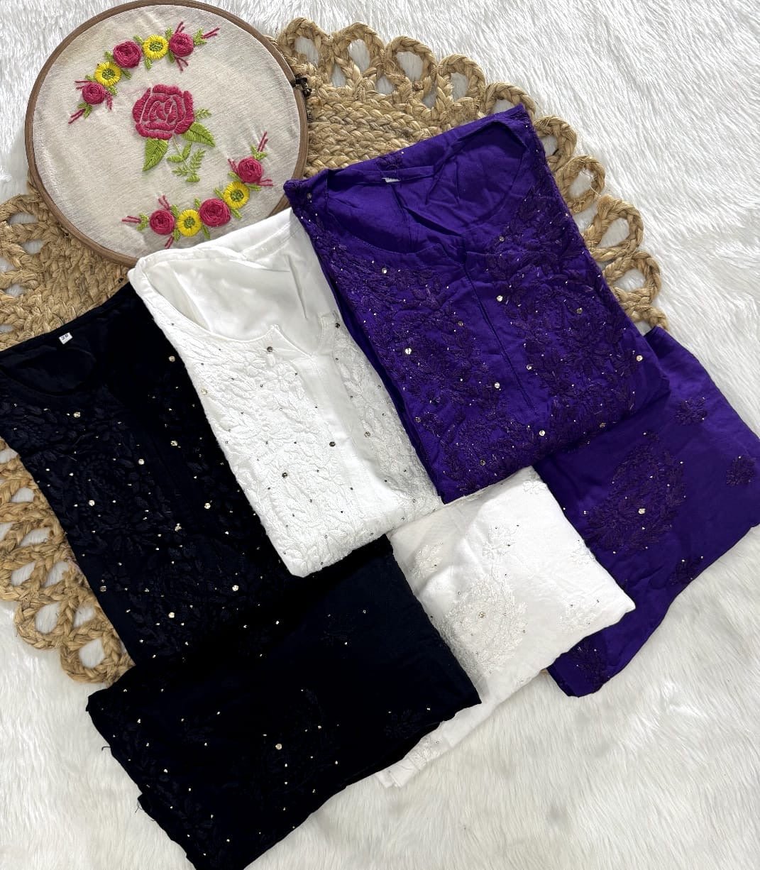 Rayon Muqaish Plazzo Combo - chikankariofficial