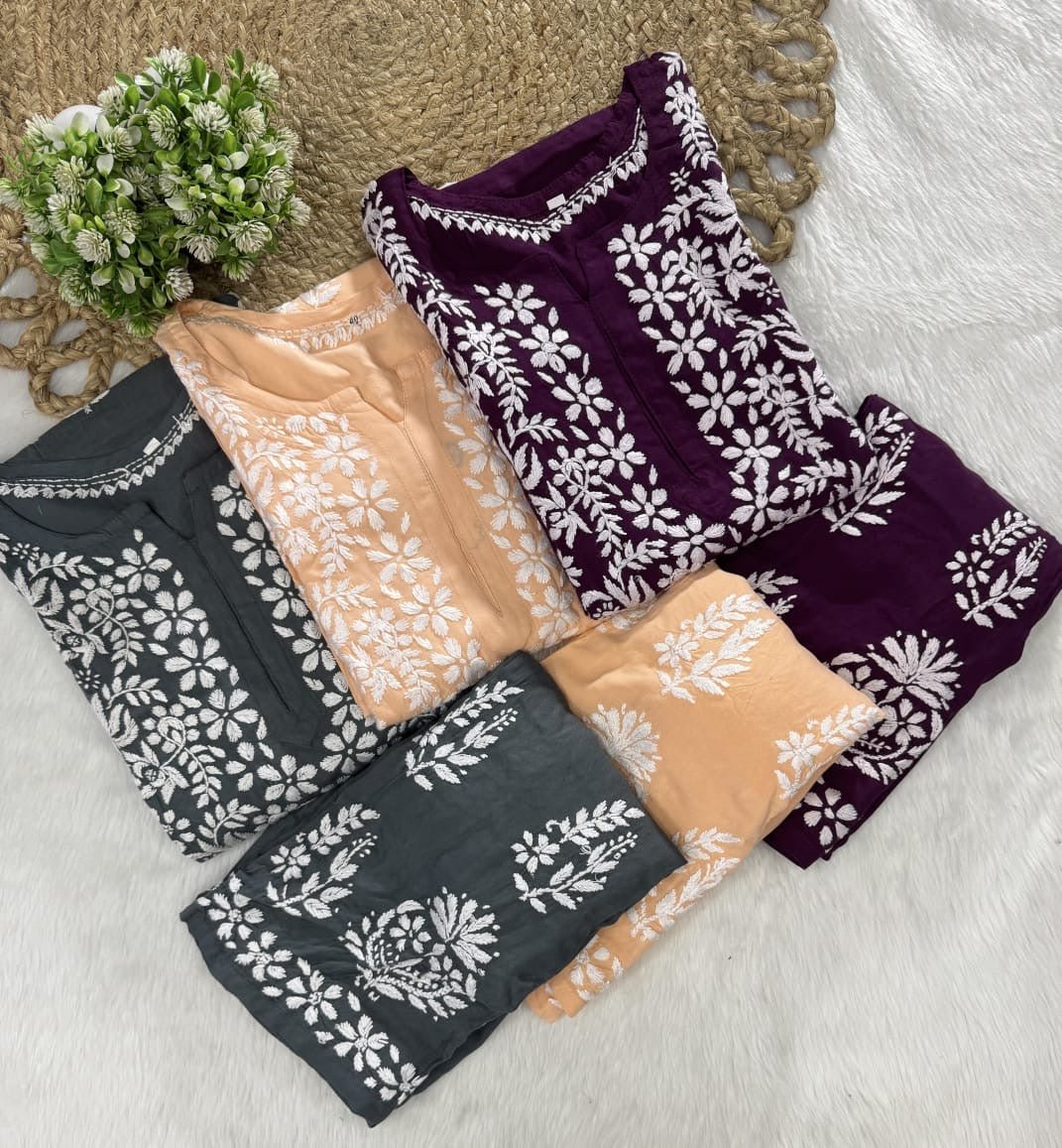 Rayon Plazzo Combo with Butas - chikankariofficial