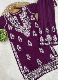 Rayon Plazzo Combo with Butas - chikankariofficial