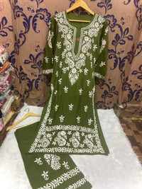 Rayon Silk with Heavywork Plazzo set - chikankariofficial