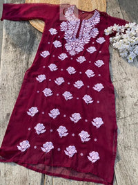 Rose keel Beautiful Georgette Kurtis - chikankariofficial